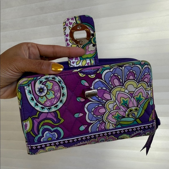 Vera Bradley Quilted Zip-Around Wallet | Purple Floral - Picture 13 of 14